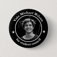 Custom Photo Student Union Election Black Button