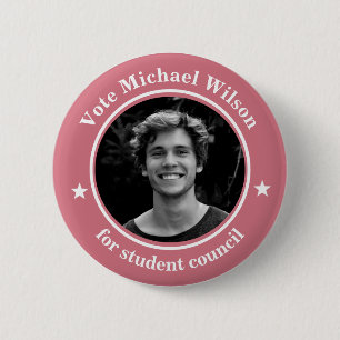 Custom Photo Student Union Election Pink Button