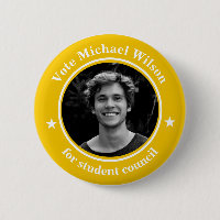 Custom Photo Student Union Election Yellow Button
