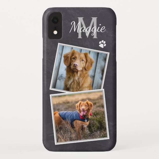 Custom Photo Stylish Pet Cat Dog Monogram Photo Case-Mate iPhone Case (Back)