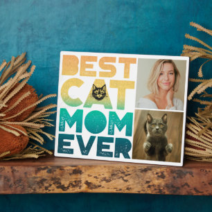 Custom Photo Sunset Mothers Day Best Cat Mum Ever Plaque