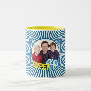 Custom Photo Super Dad Comic Two-Tone Coffee Mug