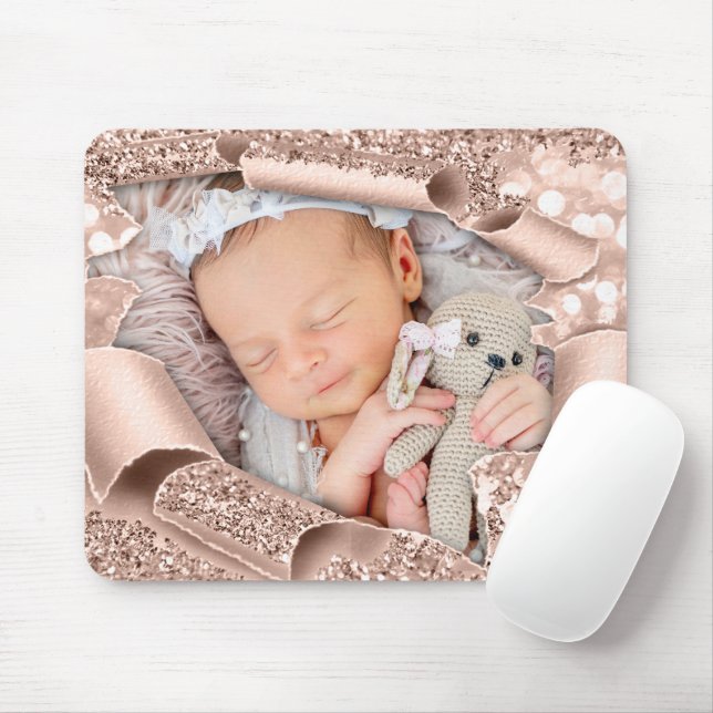 Custom Photo Sweet Baby Girl BOY Glitter ROSE Mouse Pad (With Mouse)