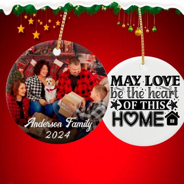Custom photo Sweet moments with family Christmas Ceramic Ornament (Creator Uploaded)