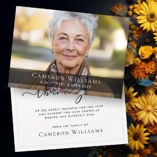 Custom photo sympathy bereavement thank you card