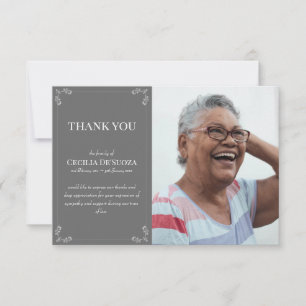 Custom Photo Sympathy Funeral Dark Grey Thank You Card