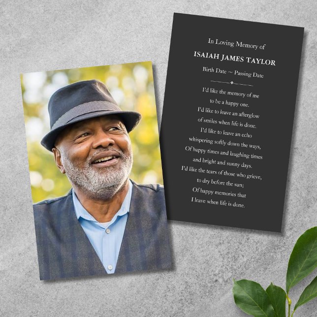 Custom Photo Sympathy Funeral Memorial Card (Photo Memorial Card)