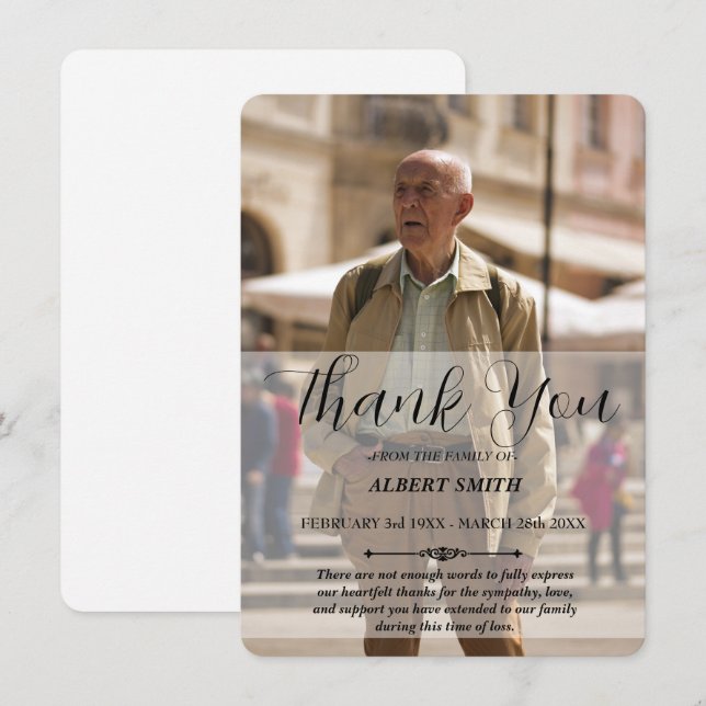 Custom Photo Sympathy Thank You Card (Front/Back)
