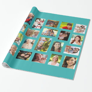 Custom Photo Teal Wrapping Paper