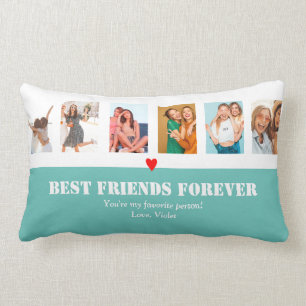 Custom photo template Personalized BFF gifts Teal Lumbar Cushion
