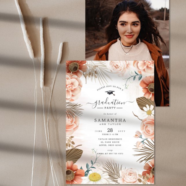 Custom Photo Terracotta Boho Graduation Party  Invitation (Creator Uploaded)