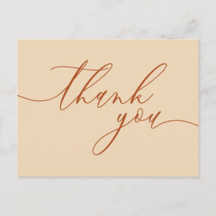 Custom Photo terracotta script signature thank you Postcard