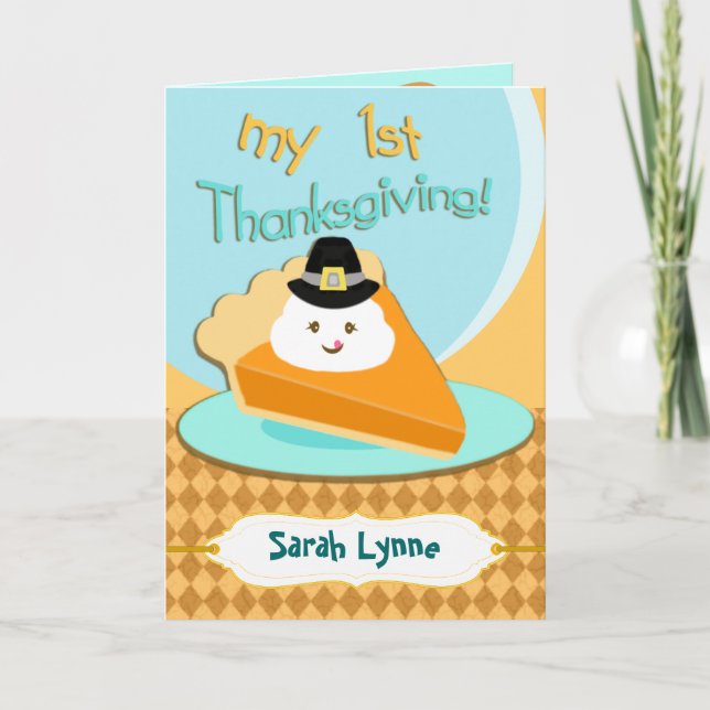 Custom Photo & Text Baby's First Thanksgiving Card (Front)