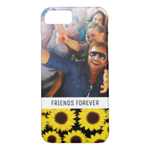 Custom Photo & Text Background with sunflowers iPhone 8/7 Case