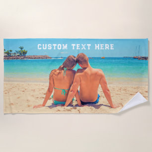Custom Photo Text Beach Towel Your Love Photo Gift