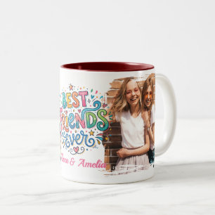 Custom photo & text, Best friend ever Two-Tone Coffee Mug