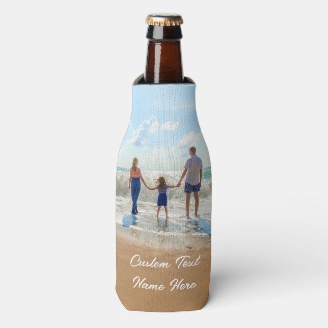 Custom Photo Text Bottle Cooler Your Family Photos (Bottle Front)