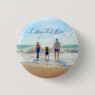 Custom Photo Text Button Your Family Photos Gift