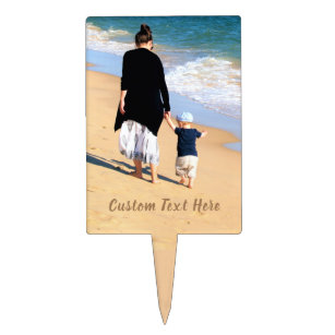 Custom Photo Text Cake Topper with Your MOM Design