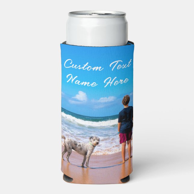 Custom Photo Text Can Cooler Gift with Your Photos (Seltzer Front)
