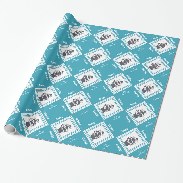 CUSTOM PHOTO, TEXT & COLOR wrapping paper (Unrolled)