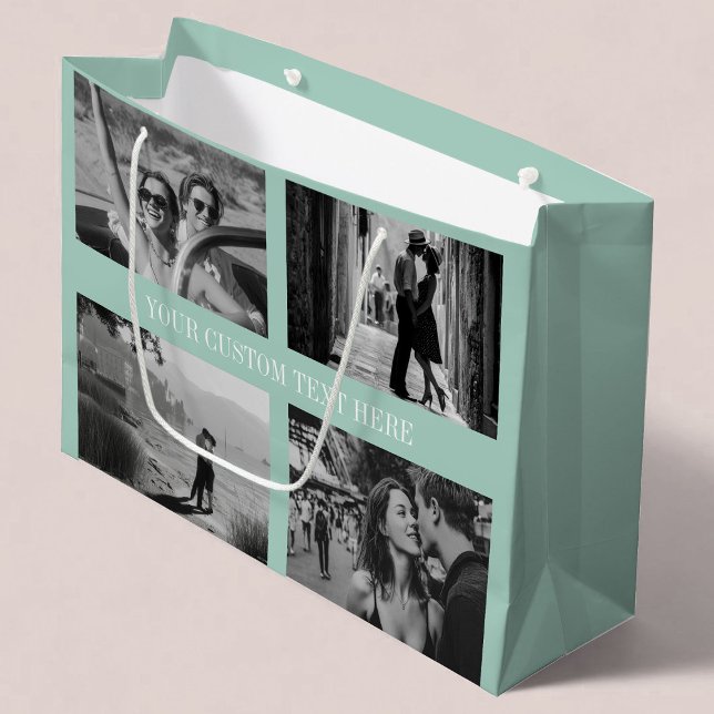 Custom Photo, Text, Colour Sage Wedding Graduation Large Gift Bag (Creator Uploaded)