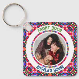 Custom Photo Text Colourful Housewarming Gift Key Ring