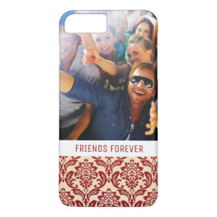 Custom Photo & Text Damask pattern wallpaper iPhone 8 Plus/7 Plus Case