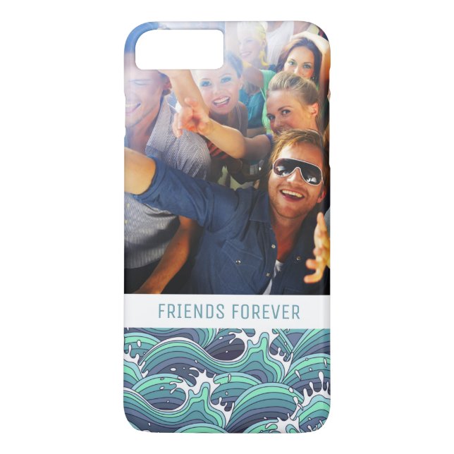 Custom Photo & Text Decorative Sea Wave Case-Mate iPhone Case (Back)