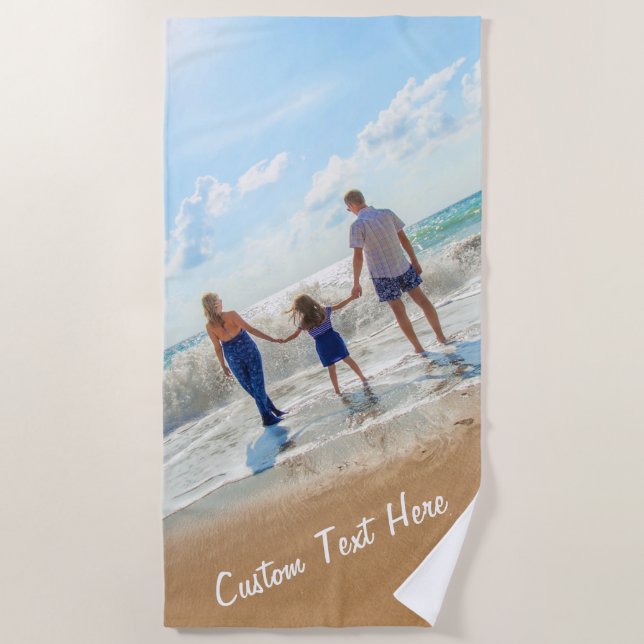 Custom Photo Text Family Beach Towel - Your Design (Front)
