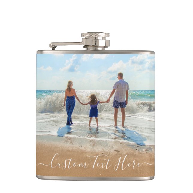 Custom Photo Text Flask Gift Your Favourite Photos (Front)