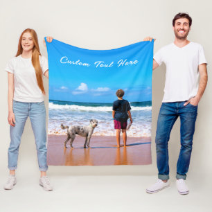Custom Photo Text Fleece Blanket Your Pets Photos