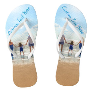 Custom Photo Text Flip Flops Your Family Photos