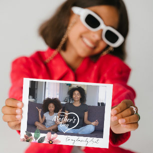 Custom Photo text Floral Happy Mothers Day Aunt Holiday Card