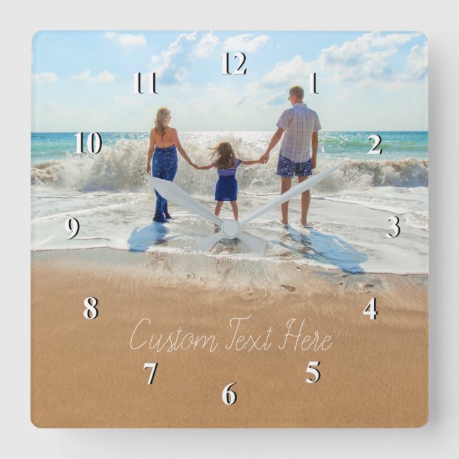 Custom Photo Text Font Clock with Your Own Design  (Front)
