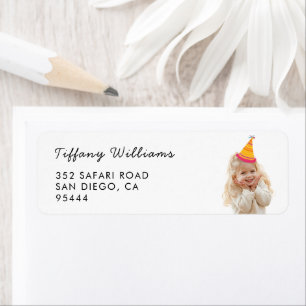 Custom Photo Text for Birthday Party Return Address Label