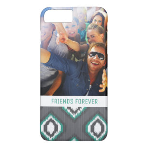 Custom Photo & Text Geometric Retro Ikat Pattern iPhone 8 Plus/7 Plus Case