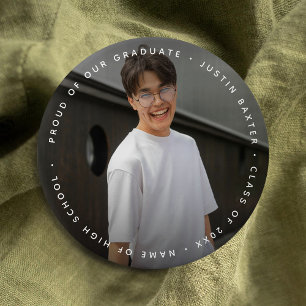 Custom Photo & Text Graduate  7.5 Cm Round Badge