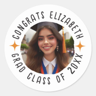 Custom Photo Text Graduation Congrats Grad Classic Round Sticker