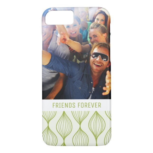 Custom Photo & Text Green Ogee Pattern Case-Mate iPhone Case (Back)
