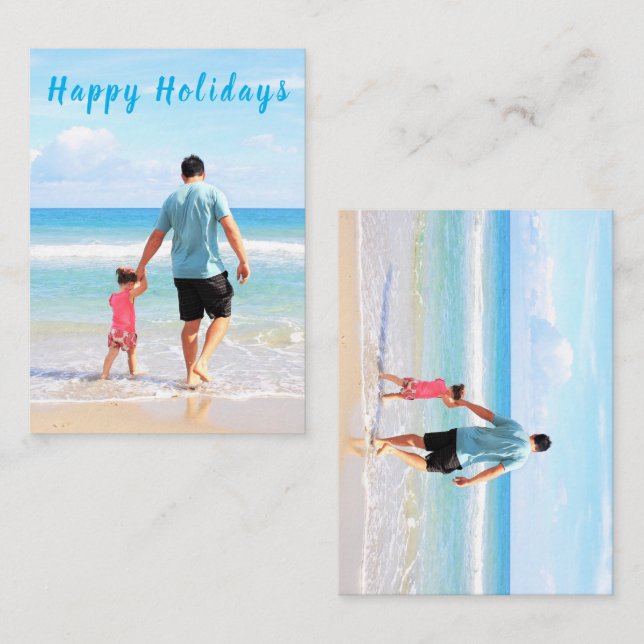 Custom Photo Text Happy Holidays Card Your Dad (Front/Back)