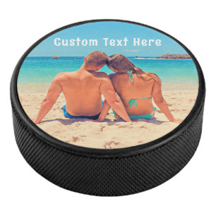 Custom Photo Text Hockey Puck Your Favorite Photos