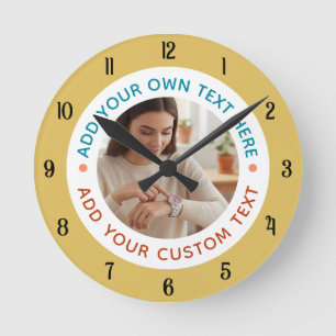 Custom Photo & Text Home Decor – Personalised Gift Round Clock