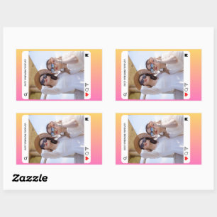 custom photo text instagram modern pink rectangular sticker