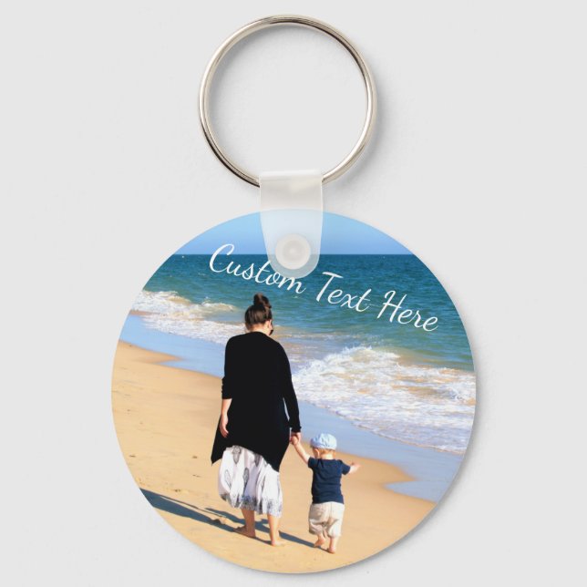 Custom Photo Text Keychain Gift Your Photos Mum (Front)