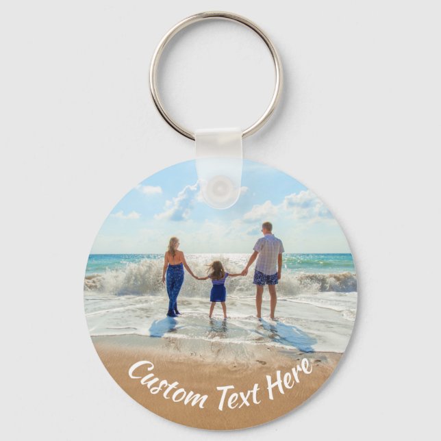 Custom Photo Text Keychain Your Family Photos Gift (Front)