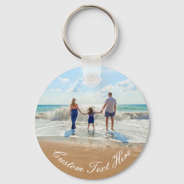 Custom Photo Text Keychain - Your Family Vacation (Back)