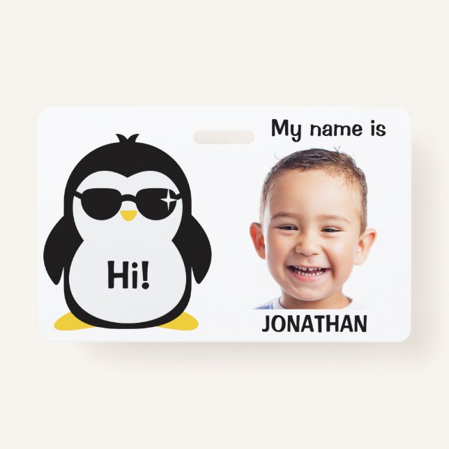 Custom Photo & Text Kids' ID badge (Front)