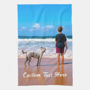 Custom Photo Text Kitchen Towel Your Photos Gift