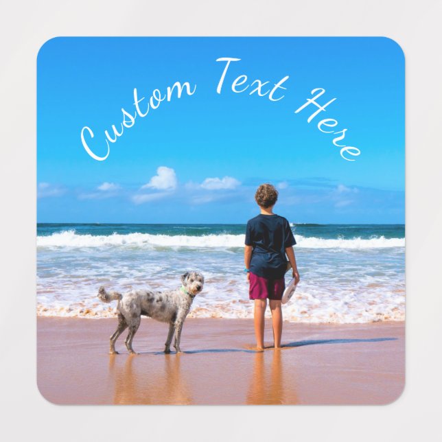 Custom Photo Text Labels - Your Pets Photo Design (Design 3)